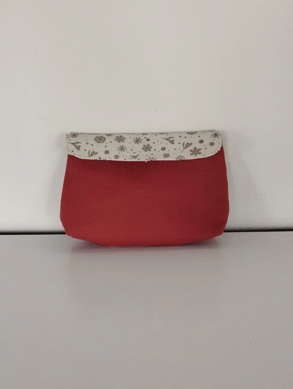 EAC Red Canvas Cosmetic Pouch with Cream Patterned Trim